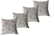Kit 4 Almofadas Cheias Estampa Digital 100% Algodão Impermeável Floral Romântica 43cmx43cm
