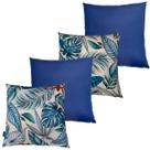 Kit 4 Almofadas Cheias Impermeável Área Externa Folhagens Azul (43cm) e Azul Marinho (45cm)