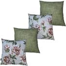 Kit 4 Almofadas Cheias Impermeável Estampa Digital 100% Algodão Flor e Verde Riscado 43cmx43cm