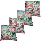 Kit 4 Almofadas Cheias Impermeável Estampa Digital 100% Algodão Flores Fundo Salmão Claro 43cmx43cm