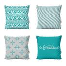Kit 4 Almofadas Decorativas Azul Turquesa Gratidão Para Sofá 40x40 Sala de Estar Decoração Novadecora Kit 4 Almofadas Decorativas Azul Turquesa Gratidão Para Sofá 40x40 Sala de Estar Decoração Novadecora