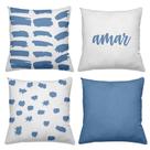 Kit 4 Almofadas Decorativas Cheias 40x40cm Amar Blue
