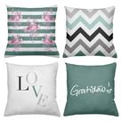 Kit 4 Almofadas Decorativas Cheias 40x40cm Flamingo