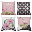 Kit 4 Almofadas Decorativas Cheias 40x40cm Flamingos Love