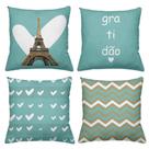 Kit 4 Almofadas Decorativas Cheias 40x40cm Gratidão