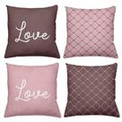Kit 4 Almofadas Decorativas Cheias 40x40cm Love Rosé