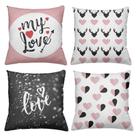 Kit 4 Almofadas Decorativas Cheias 40x40cm My Love