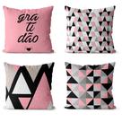 Kit 4 almofadas decorativas geométrica gratidão 45x45 Kit 4 almofadas decorativas geométrica gratidão 45x45