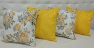 Kit 4 Almofadas Decorativas Jacquard Amarelo E Floral 45x45