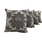 Kit 4 Almofadas Decorativas Jacquard Medalhão Cinza 45x45