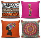 Kit 4 Almofadas Estampadas com Silicone Premium 42cm x 42cm - Africana