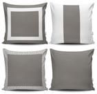 Kit 4 Almofadas Estampadas com Silicone Premium 42cm x 42cm - Cinza