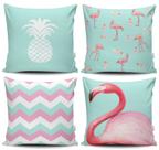Kit 4 Almofadas Estampadas com Silicone Premium 42cm x 42cm - Flamingo