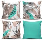 Kit 4 Almofadas Estampadas com Silicone Premium 42cm x 42cm - Floral rose