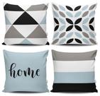 Kit 4 Almofadas Estampadas com Silicone Premium 42cm x 42cm - Home Azul