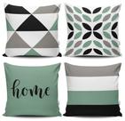 Kit 4 Almofadas Estampadas com Silicone Premium 42cm x 42cm - Home Verde