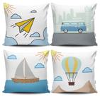 Kit 4 Almofadas Estampadas com Silicone Premium 42cm x 42cm - Infantil