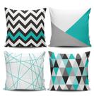 Kit 4 Almofadas Estampadas com Silicone Premium 42cm x 42cm - Listras Verdes
