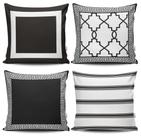 Kit 4 Almofadas Estampadas com Silicone Premium 42cm x 42cm - Preto