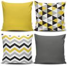 Kit 4 Almofadas Estampadas com Silicone Premium 42cm x 42cm - Triangular Amarelo 040