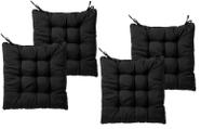 Kit 4 Almofadas Futton Assento Para Cadeira - Preto 40x40