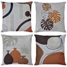 Kit 4 Almofadas Luxo De Linho Floral Moderna Abstrata 45x45