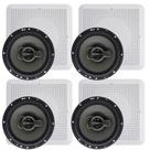 Kit 4 Alto Falantes Leson Triaxial Com Arandela Som Ambiente