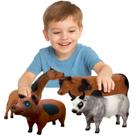 Kit 4 Animais Fazenda Touro Vaca Cavalo Porco Vinil Grande