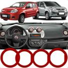 Kit 4 Aplique Entrada de Ar Vermelho Fiat Novo Uno 2012 2013 2014 2015