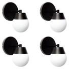 Kit 4 Arandela Parede Jabuticaba Preta Globo Vidro Leitoso
