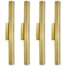 Kit 4 Arandela Tubo Cilindro Alumínio Dourado 40cm