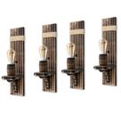 Kit 4 Arandelas Luminária de Parede Colonial em Madeira Maciça Rústica e Sisal Ideal para Sítios Chácaras Chalés Retrô Vintage