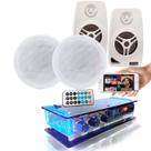 Kit 4 Arandelas Redondas Amplificador Bt + 2 Caixas Brancas