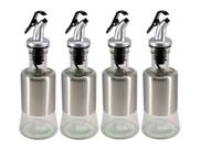 Kit 4 Azeiteiro Vinagreiro Recipiente em Vidro e Inox com Bico Dosador