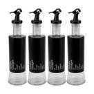 Kit 4 Azeiteiro Vinagreiro Recipiente em Vidro e Inox Preto com Bico Dosador