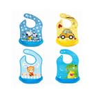 Kit 4 Babadores Impermeáveis Bebê Cata Migalha Ajustável Alimentação Infantil Reutilizável