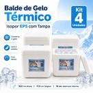 Kit 4 Balde De Gelo Térmico Isopor Com Tampa Whisky Drinks Bebidas Praia Churrasco