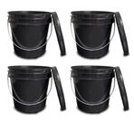 Kit 4 Baldes 10 litros Preto Com Alça Plástica Reforçada Tampa Hermética Lacre Fechamento Kit 4 Baldes 10 litros Preto Com Alça Plástica Reforçada Tampa Hermética Lacre Fechamento