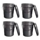 Kit 4 Baldes Baldinho Recipiente 3,6L Tampa Lacre Alça Multiuso
