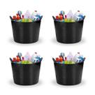 Kit 4 Baldes Cesto Flexível C/ Alça 15L Preto-Fersil