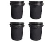 Kit 4 Baldinhos Balde Preto Tampo Hermético Lacre Alça Firme 5 Litros