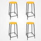 KIT 4 Banco de Metal Assento Plástico Amarelo Altura 55cm Empilhável para Bar Lanchonete Laboratório Escola KIT 4 Banco de Metal Assento Plástico Amarelo Altura 55cm Empilhável para Bar Lanchonete Laboratório Escola