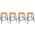 KIT 4 Banco de Metal Assento Plástico Laranja Altura 45cm Empilhável para Bar Lanchonete Laboratório Escola