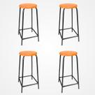 KIT 4 Banco de Metal Assento Plástico Laranja Altura 65cm Empilhável para Bar Lanchonete Laboratório Escola