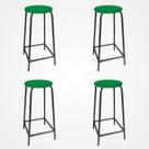 KIT 4 Banco de Metal Assento Plástico Verde Altura 65cm Empilhável para Bar Lanchonete Laboratório Escola