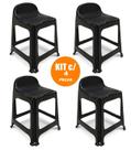 Kit 4 Bancos Banqueta Escadinha Com Encosto Antiderrapante PRETO