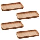 Kit 4 Bandeja de Bambu Hire Retangular Pequena Mesa Posta Petiscos Frutas Servir Cafe da Manha Petisqueira Cozinha Lyor