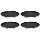 Kit 4 Bandeja Redonda Antiderrapante de Plástico Borda Aço Inox Bar Restaurante Garçom 40cm UnyHome