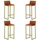 Kit 4 Banqueta Alta Dani Reforçada Decorativa Balcão Bancada Cozinha Bar Base Dourada material sintético
