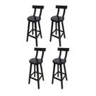 Kit 4 Banqueta Alta de Madeira com Encosto Girafa Preto Kit 4 Banqueta Alta de Madeira com Encosto Girafa Preto